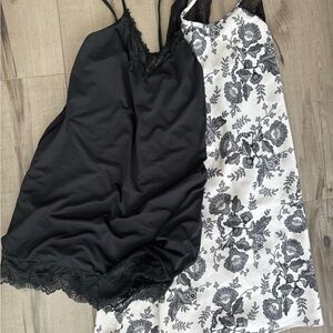 Gilligan & O'Malley Black and White Floral Chemise Set